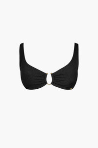 Héméra Black Ribbed Triangle Bikini Top