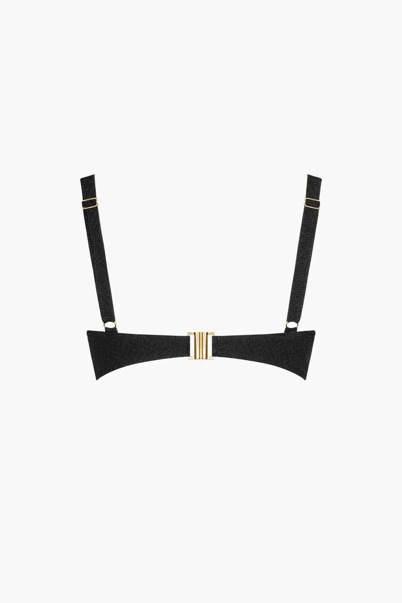 Héméra Black Ribbed Triangle Bikini Top