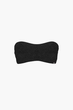 Nérée Black Textured Bandeau Bikini Top