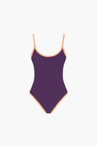 Wave Prune Shiny Litchi One-Piece Swimsuit x Albertine