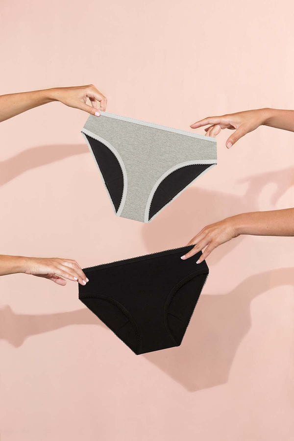 Duo Pack - Gaïa Black Brief & Gaïa Heather Grey Brief 
