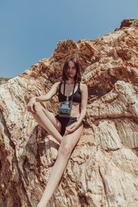 Haut de maillot Héméra texturé noir Réjeanne